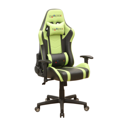 Геймърски стол Escape Gamerix, еко кожа, черна база, рег. подлакътници, черен/зелен — Joya.bg 1