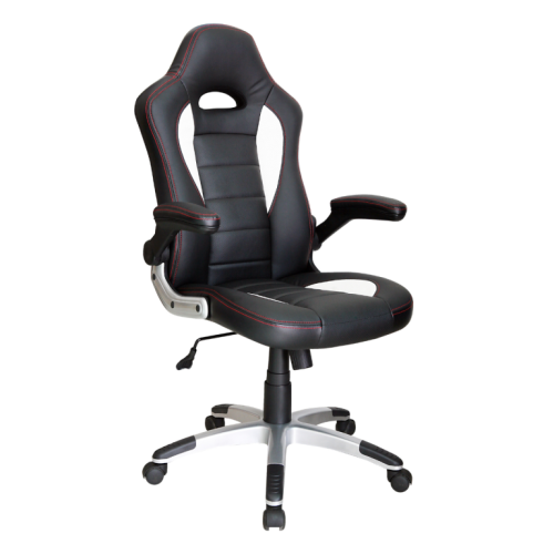 Геймърски стол Form, еко кожа, рег. подлакътници, база алуминий, черен/бял — Joya.bg