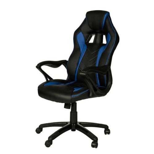 Геймърски стол PLAY 3 Blue, еко кожа, PP база, фиксирани подлакътници, черен/син — Joya.bg 1