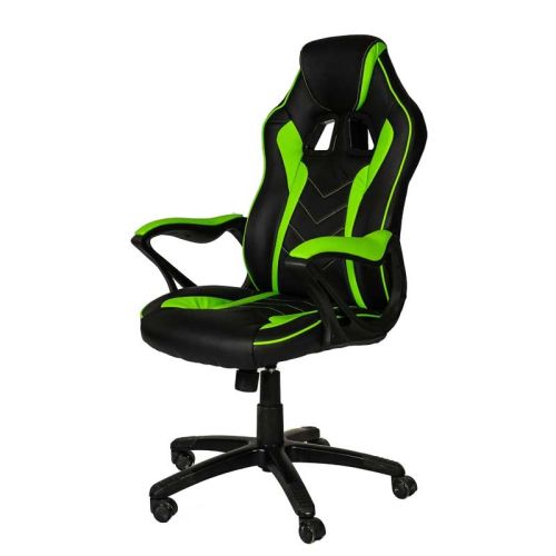 Геймърски стол PLAY 3 Green, еко кожа, PP база, фиксирани подлакътници, черен/зелен — Joya.bg 1