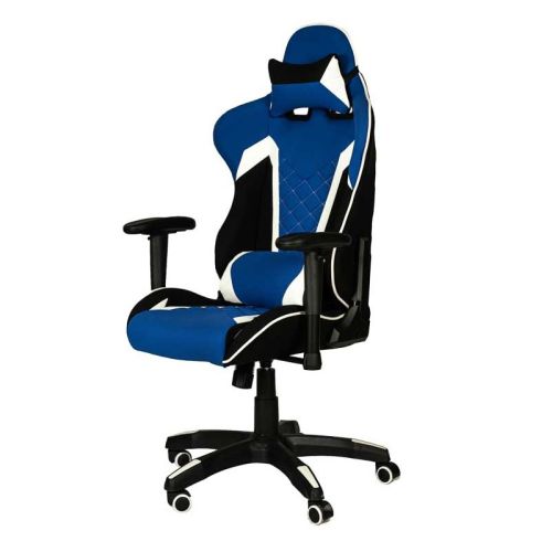 Геймърски стол PLAY 4 Blue, дамаска, PP база, регулируеми подлакътници, черен/син — Joya.bg 1