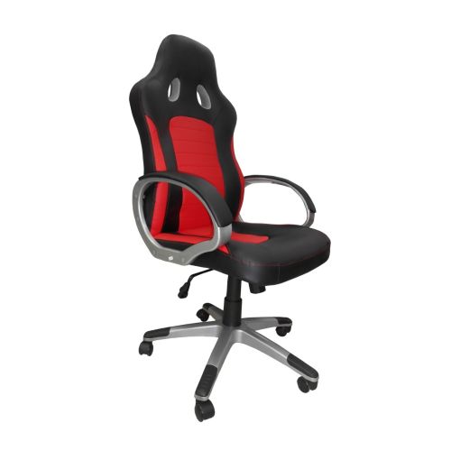 Геймърски стол PLAY 6 Red, еко кожа, метална база, фиксирани подлакътници, черен/червен — Joya.bg 1