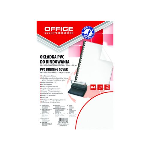 Горна корица за подвързване OFFICE PRODUCTS, А4, PVC 150 mic, кристална