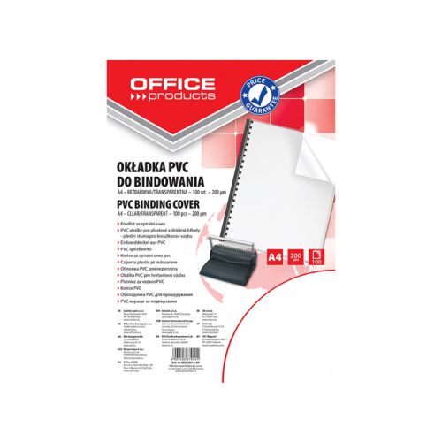 Горна корица за подвързване OFFICE PRODUCTS, А4, PVC 200 mic, кристална