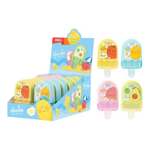 Гума за молив Deli E71122, в PVC кутийка, 60х30х15 мм, цветна 1