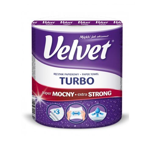 Хартиена кухненска ролка Velvet Turbo, 3 пласта, бяла, 340 къса — Joya.bg