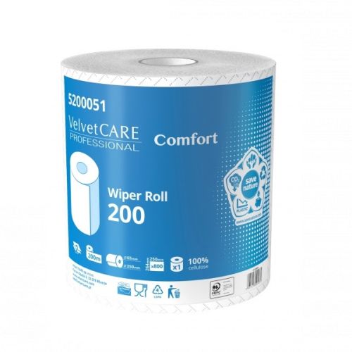 Хартиена ролка Velvet Profesional, универсална употреба, 2 пласта, бяла, 800 къса, 200 м — Joya.bg