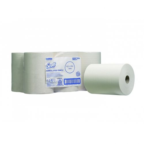 Хартиени кърпи за ръце на ролка Kimberly-Clark Scott® Slimroll, 1 пласт, бяла, 165 м — Joya.bg 1