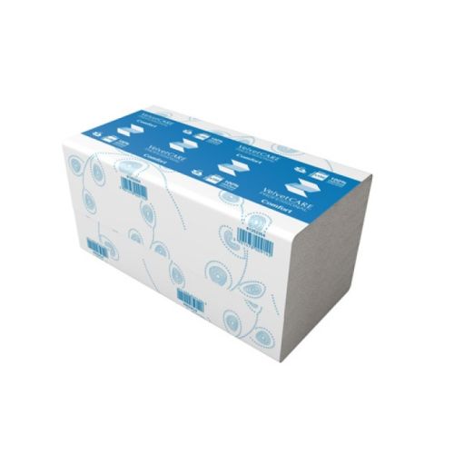 Хартиени кърпи за ръце Velvet , Z сгъвка, 23х23 см, 2 пласта, бели, 150 къса — Joya.bg 1