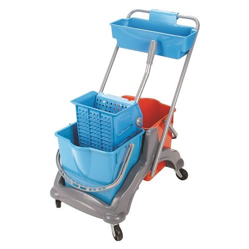 Хигиенна количка с 2 кофи х 18 л, пластмасова база и метална дръжка, 90х45х80 см — Joya.bg