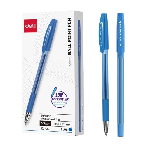 Химикалка Deli EQ130-BL, с грип, 0.7 мм, синя — Joya.bg 1