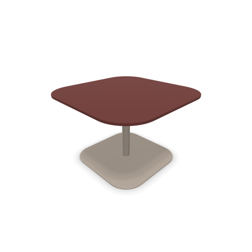 Холна маса Bound, метална база кръгъл профил, бежов, плот 700х700х450 мм, плот 27 мм, MDF, червен — Joya.bg 1