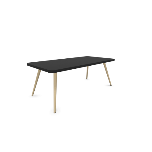 Холна маса Hello!, база A-форма, крака натурален бук, плот 1100х550х420 мм, ПДЧ, черен — Joya.bg 1