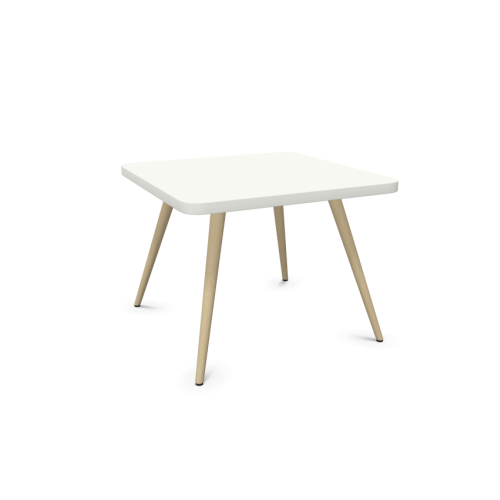 Холна маса Hello!, база A-форма, крака натурален бук, плот 550х550х420 мм, ПДЧ, бял — Joya.bg 1