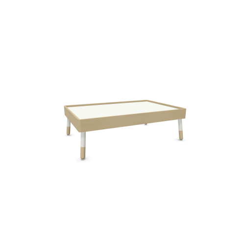 Холна маса Tepee B, база А-форма, бук и стомана, плот 1125х750х350 мм, ПДЧ 18 мм, бял с дъбов кант — Joya.bg 1