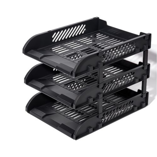 Хоризонтални поставки Deli 9217ES, PP+ GPPS, комплект 3 бр., черни — Joya.bg 1