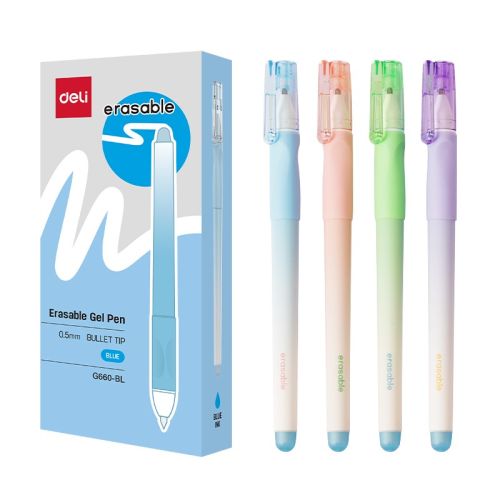 Изтриваема химикалка Deli erasable EG660-BL, с грип, 0.5 мм, синя — Joya.bg 1
