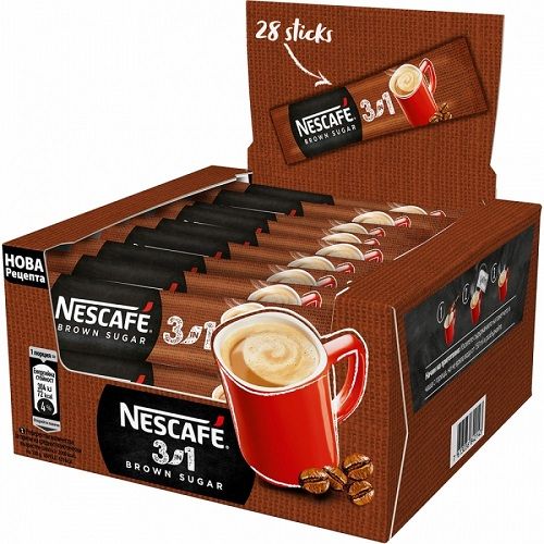 Кафе Nescafe 3 in 1 BROWN Sugar, разтворимо, кутия 28 бр. х 16.5 г — Joya.bg 1