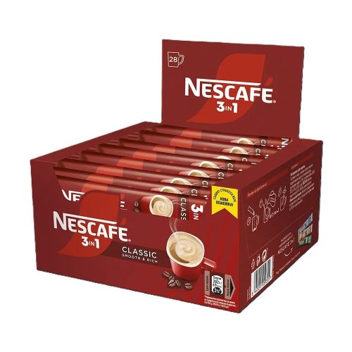 Кафе Nescafe 3 in 1 Classic, разтворимо, кутия 28 бр. х 16.5 г 1