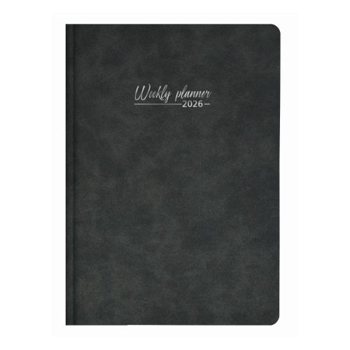 Календар-бележник LASTVA Mondi, B5, седмичен, 77 л., линиран офсет 100 г, термо PU корица, черен 1