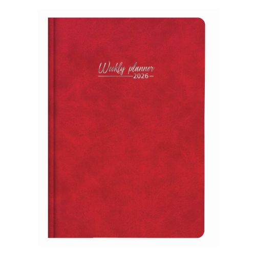 Календар-бележник LASTVA Mondi, B5, седмичен, 77 л., линиран офсет 100 г, термо PU корица, червен 1