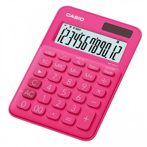 Калкулатор CASIO COLORFUL MS-20UC- RD, настолен, 12 dgt, 149.5x105x23 мм, цикламен — Joya.bg 1