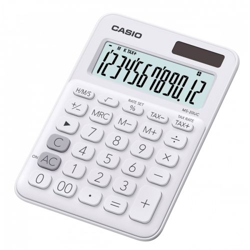Калкулатор CASIO COLORFUL MS-20UC- WE, настолен, 12 dgt, 149.5x105x23 мм, бял — Joya.bg 1