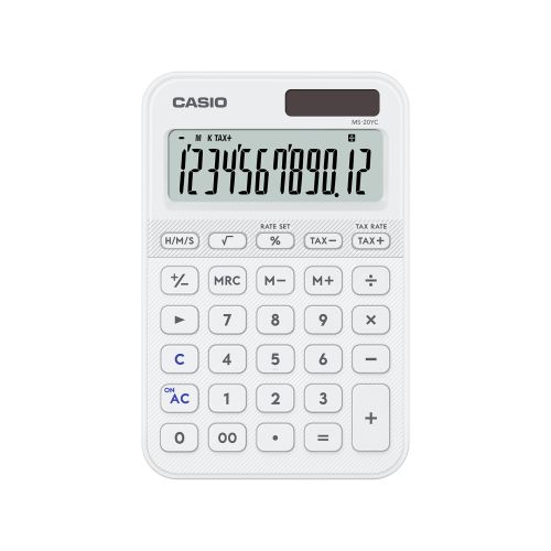 Калкулатор CASIO COLORFUL MS-20YC-W, настолен, 12 dgt, 154.5x101x18мм, бял 1