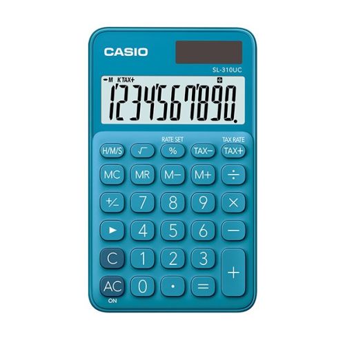 Калкулатор CASIO COLORFUL SL-310UC-BU, джобен, 10 dgt, 118х70х8.4 мм, син — Joya.bg