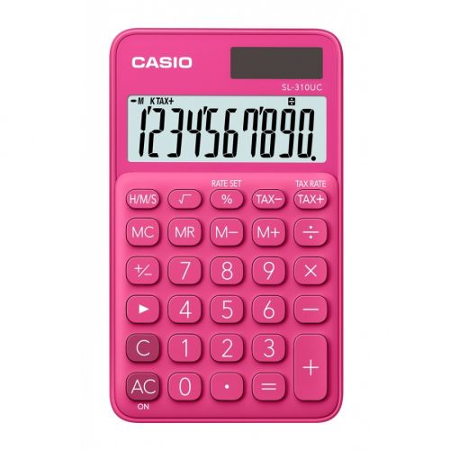 Калкулатор CASIO COLORFUL SL-310UC-RD, джобен, 10 dgt, 118х70х8.4 мм, цикламен — Joya.bg