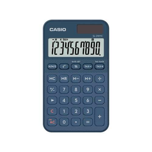 Калкулатор CASIO COLORFUL SL-310YC-NY, джобен, 10 dgt, 118х70х8 мм, тъмно син  1