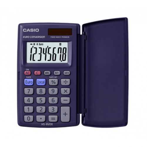 Калкулатор Casio HS-8VERA, с евроконверсия, джобен, 8 dgt, 625x104x10 мм — Joya.bg