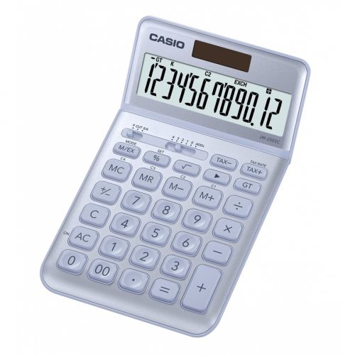 Калкулатор CASIO JW-200SC-BU, настолен, 12 dgt, метален панел, 183.5x109x10.8 мм, св. син металик — Joya.bg 1
