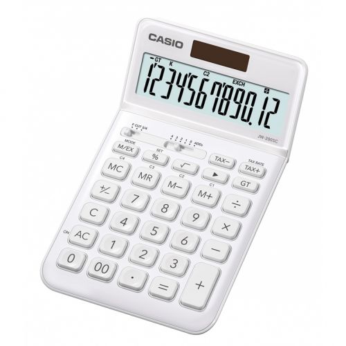 Калкулатор CASIO JW-200SC-WE, настолен, 12 dgt, метален панел, 183.5x109x10.8 мм, бял металик — Joya.bg 1