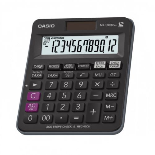 Калкулатор CASIO MJ-120D PLUS, настолен, 12 dgt, 148x126.5x28.6 мм, черен — Joya.bg