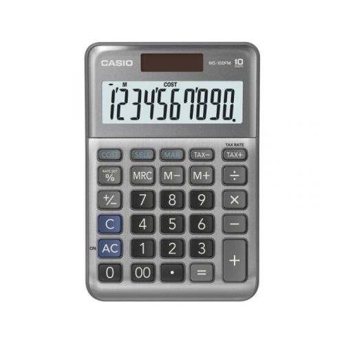 Калкулатор CASIO MS-100FM, настолен, 10 dgt, 148.5x101x27.6 мм, метален панел, сив 1