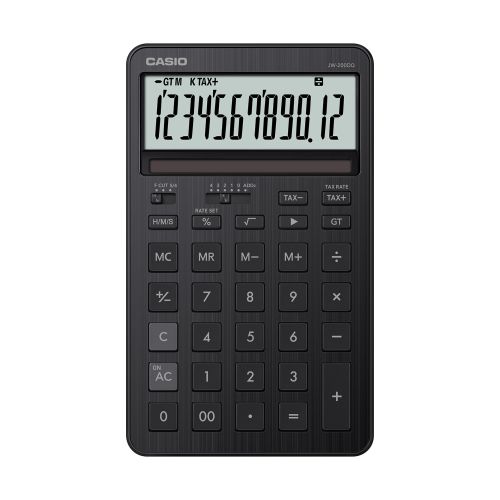 Калкулатор CASIO STYLISH JW-200DQ-BK, настолен, 12 dgt, метален панел, 182х109х20 мм, черен  1