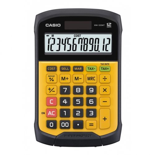 Калкулатор CASIO WM-320MT, настолен, водоустойчив, 12 dgt, 169х109х33.4 мм, гумен панел, жълт — Joya.bg 1