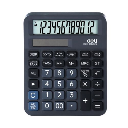 Калкулатор Deli Aideas EM02C, настолен, 12 dgt, TAX, 148х126.5х28.6 мм, тъмносив 1