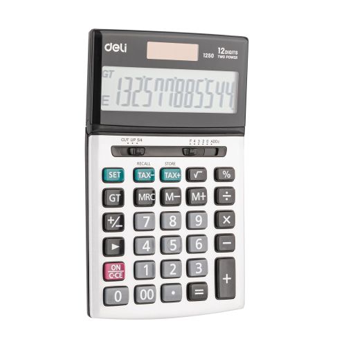 Калкулатор Deli Core E1250, настолен, 12 dgt, метален панел, 180х107х28 мм, сив — Joya.bg 1