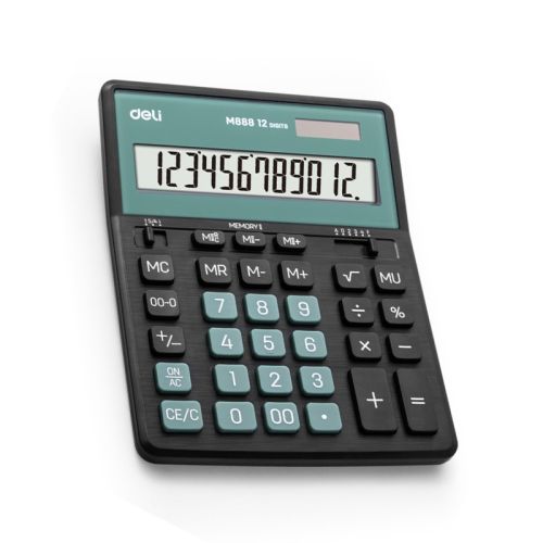 Калкулатор Deli Core EM888A, настолен, 12 dgt, 203х158х31 мм, черно + зелено — Joya.bg 1