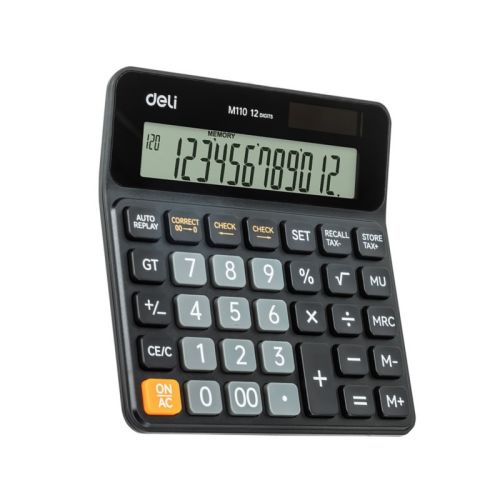Калкулатор Deli EM110, настолен, 12 dgt, 129x129x26.5 мм, черен — Joya.bg 1