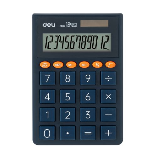 Калкулатор Deli EM130, джобен, 12 dgt, 70.2x8.5x112.2 мм, тъмносин — Joya.bg 1