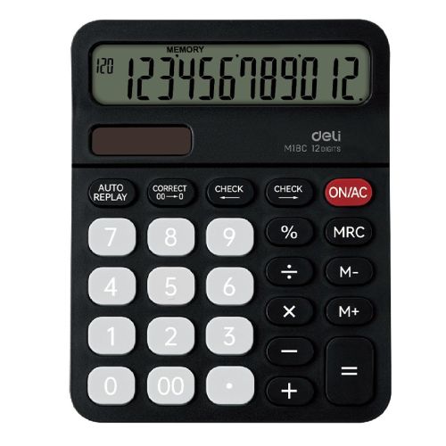 Калкулатор Deli EM18C, настолен, 12 dgt, 147х117.6х33.5 мм, черен 1