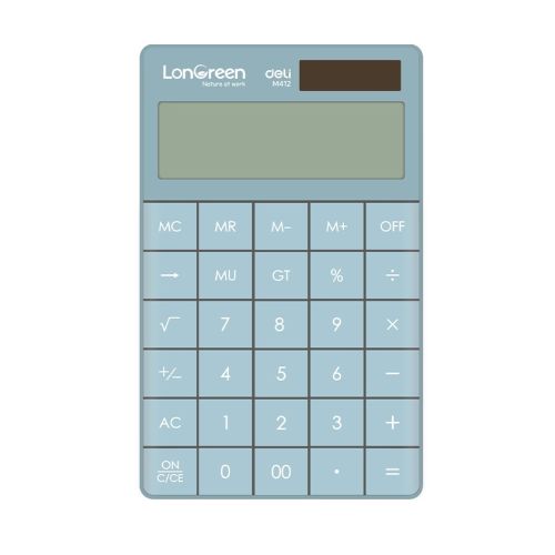 Калкулатор Deli LonGreen EM412, настолен, 12 dgt, 165х103х16 мм, син — Joya.bg