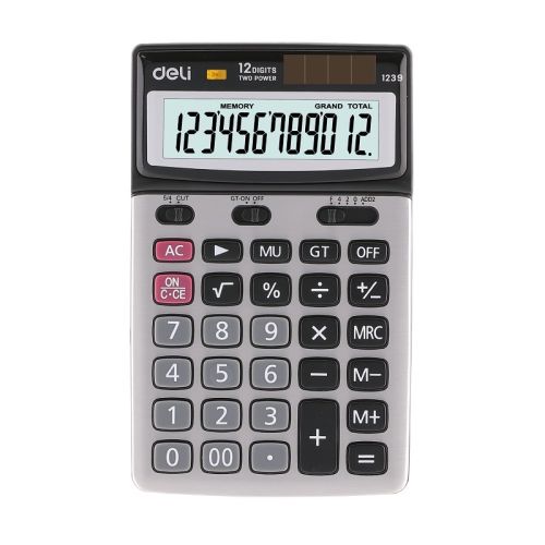Калкулатор Deli Smart E1239, настолен, 12 dgt, метален панел, регулируем, 172x107x26 мм, сив — Joya.bg 1