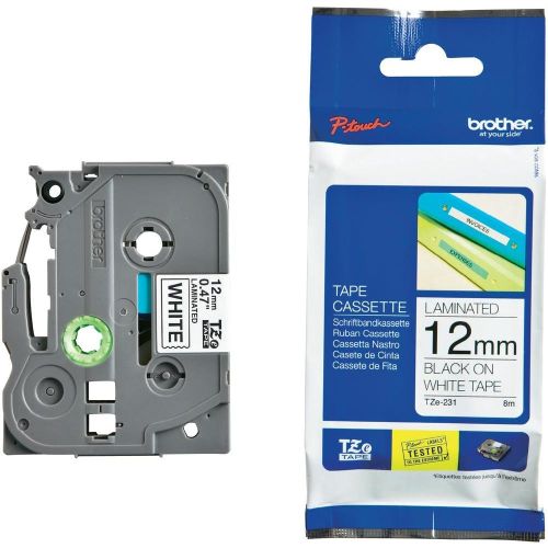 Касета с лента Brother TZe-231, 12 мм, черен печат на бял фон — Joya.bg