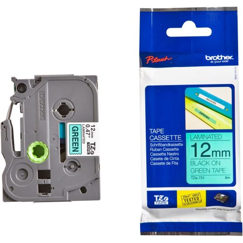 Касета с лента Brother TZe-731, 12 мм, черен печат на зелен фон — Joya.bg 1