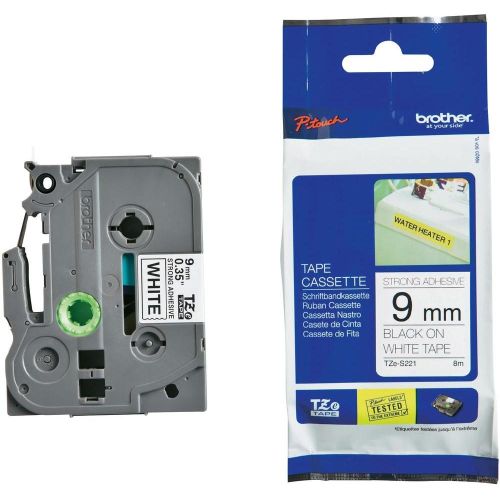 Касета с лента Brother TZe-S221 Strong Adhesive, 9 мм, черен печат на бял фон — Joya.bg 1