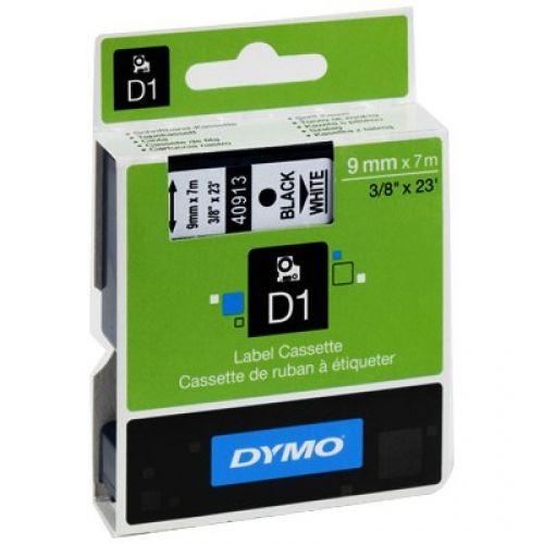 Касета с лента D1 за DYMO LabelManager 40913 полиестерна, 9 мм, черен печат на бял фон — Joya.bg